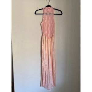 Vintage AVON Slip Night Gown Pink Dress Lace 1980's SIZE XS